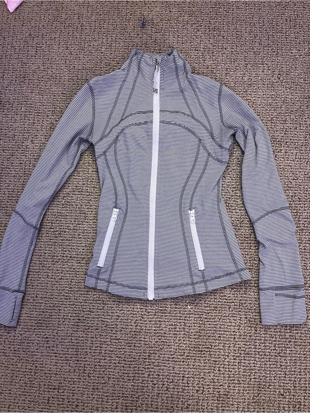 lululemon athletica White and Black Striped Full-Zip Jacket